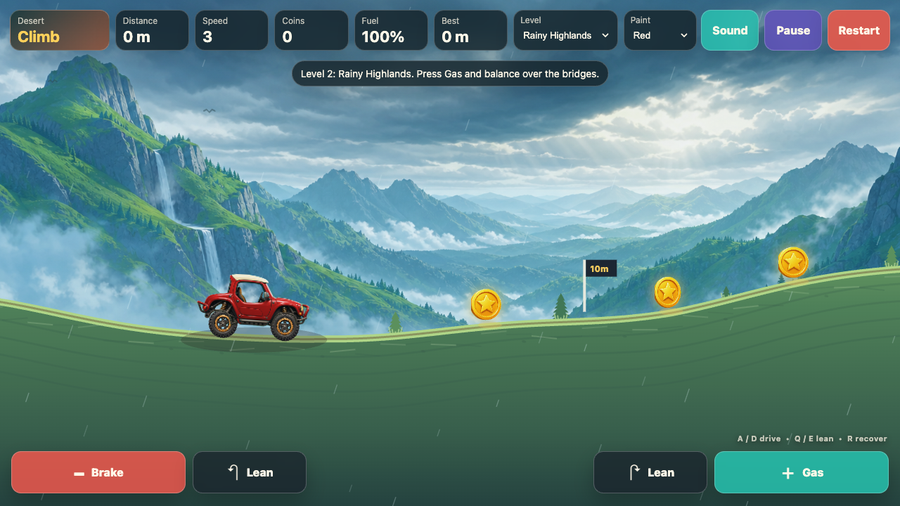 Ridgebound Rally rainy highlands level